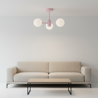Lampe suspendue LED tendance Macaron, style nordique moderne, 3 lumières, globe en verre rose pastel, métal, chambre à coucher, chambre d'enfant