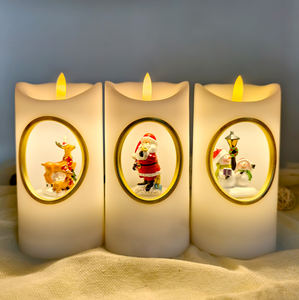 Diffusore senza fiamma affusolato candele tremolanti batteria LED pilastro votivo per matrimoni Diwali fatto in cera telecomando - Product Image 6