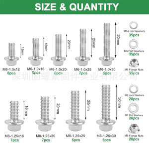 304 Stainless Steel Flange Bolt Set 245pcs Hex Head With Nuts And Washers Standard Grade A Class 8.8 Bright Finish - Product Image 3