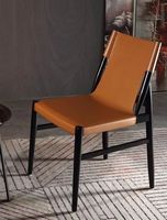 Chaise de salle à manger en bois et cuir pour restaurant italien, chaise de salle à manger de loisirs pour hôtel