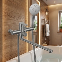 Robinet de douche monocommande en acier inoxydable à montage sur plan, avec mitigeur, design moderne en céramique, finition brossée, garantie 5 ans, pour salle de bain
