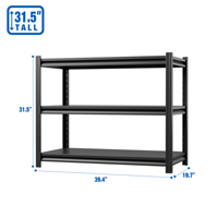 Étagères de rangement en acier à 3 niveaux avec design multifonctionnel, finition thermolaquée pour outils de garage, rayonnage à palettes