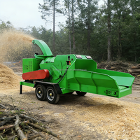 Broyeur de branches d'arbres mobile à alimentation hydraulique, moteur diesel, machine à broyer le bois, broyeur de bois frais et sec