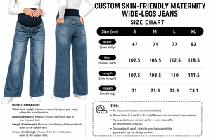Vêtements de maternité de couleur personnalisée, jeans à jambes larges doux pour la peau, pour femmes enceintes, pantalons en denim amples à porter par-dessus le ventre - Product Image 5