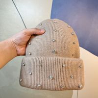Chapeau en tricot jacquard d'hiver pour femmes, bouton, mélange de poils de lapin, cache-tête respirant, imperméable, nouvelle version coréenne tendance