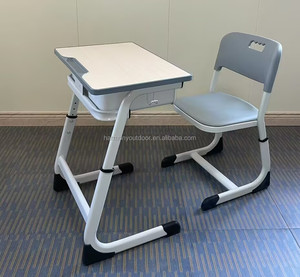 Ensemble de bureau et chaise d'école élémentaire réglables en hauteur, minimalistes, en bois, pour salle de réunion, salle de classe, étudiants - Product Image 1