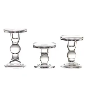 Clear Glass Candle Holder for Pillar Taper Candle Decorative Unity Candle Candlestick Set for Formal Events Wedding Party