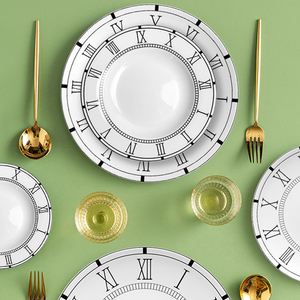 Plato <span class=keywords><strong>de</strong></span> cena refinado <span class=keywords><strong>de</strong></span> porcelana <span class=keywords><strong>de</strong></span> hueso, reloj blanco, juego <span class=keywords><strong>de</strong></span> cubiertos clásicos, <span class=keywords><strong>Platos</strong></span> y <span class=keywords><strong>platos</strong></span> planos <span class=keywords><strong>de</strong></span> cerámica, <span class=keywords><strong>vajilla</strong></span> - Product Image 6