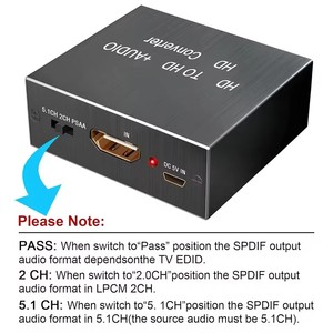 Extracteur audio numérique PCM DTS 5.1 HDCP Dolby compatible HDMI vers <span class=keywords><strong>SPDIF</strong></span> optique et convertisseur de casque <span class=keywords><strong>jack</strong></span> 3,5 mm pour Blu-ray - Product Image 6