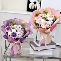 Buket Bunga Mawar Rajutan Tangan Siap Pakai, Hadiah Ulang Tahun dan Pernikahan untuk Pacar, Sahabat, dan Ibu