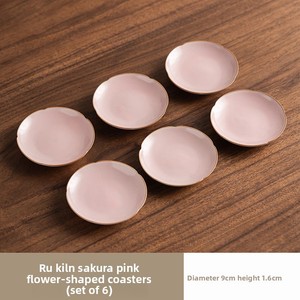 ชุดจานรองแก้วเซรามิกหกชิ้นลายดอกไม้สีเบจสไตล์จีน คุณภาพสูง ป้องกันความร้อน ทนทาน ดีไซน์เฉพาะตัว - Product Image 6