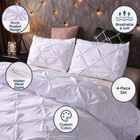 Housse de couette décorative de luxe solide plissée couleur personnalisable qualité respirante ensemble housse de couette King Polyester