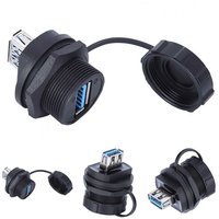 Double connecteur femelle USB3.0 avec couvercle anti-poussière, adaptateur de montage sur panneau de prise femelle USB 3.0 connecteur étanche USB