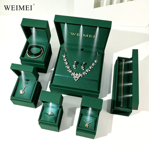 WEIMEI Custom Logo Luxury PU Leather <b>Drawer</b> <b>Sliding</b> jewelry box Ring Pendant Bracelet Necklace Packaging Led Jewelry packaging - Product Image 1