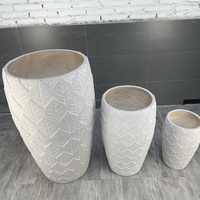 Ensemble de jardinières en résine à motif de feuilles modernes, décoration de jardin extérieur, vases blancs sculptés à la main pour fleurs et plantes vertes