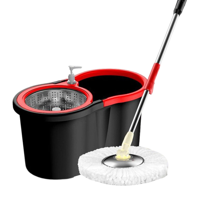 Dual-Drive Rotary Hand-Free Mop Set Five Generations Wet Dry Cleaning Wooden Floors Steel Plastic Basket Packaging-for Living
