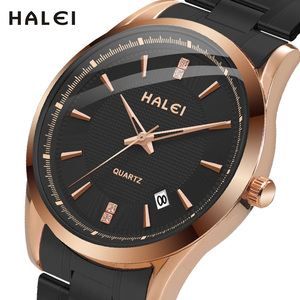 ดรอปชิปปิ้ง HALEI ควอตซ์นาฬิกาข้อมือสตรีสแตนเลสกันน้ำ 3BAR หน้าปัดเพชรตัวชี้แบบญี่ปุ่นขายส่ง - Product Image 3