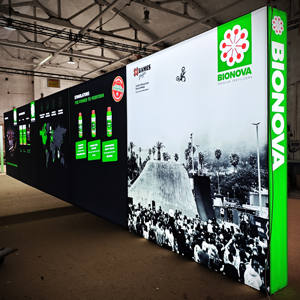 تصميم جديد حامل بانر من القماش بإضاءة LED، خلفية جدارية، لافتة خلفية قابلة للتعديل، خلفيات كشك عرض للمعارض التجارية - Product Image 2