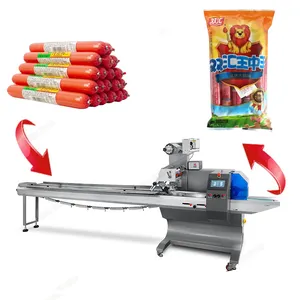 Neues design günstiger preis kissen flow-verpackungsmaschine automatische verpackungsmaschine verschließen von schinken wurst hot dog rauchfleisch