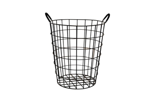 Metal Wire Eco-friendly Modern Laundry <b>Basket</b> Handles Tall Clothes Organizer Bin Powder Coated Black White Large Mesh Storage - Product Image 1