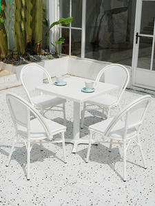Mesa y silla de ratán para <span class=keywords><strong>terraza</strong></span> al aire libre, muebles de 5 piezas para jardín y cafetería - Product Image 4