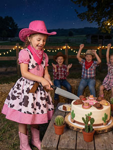 <span class=keywords><strong>Disfraz</strong></span> Creativo de <span class=keywords><strong>Vaquera</strong></span> para Niñas, <span class=keywords><strong>Disfraz</strong></span> de Halloween con Sombrero, Tutú para Actuaciones Infantiles - Product Image 4