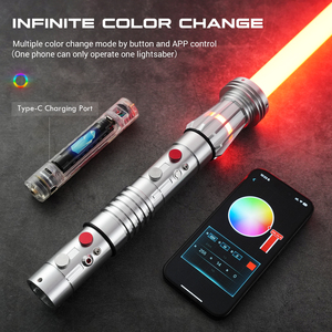 2025 dernier sabre laser de duel lourd sabre en métal à double tranchant avec lumière, son et flash-sur-choc sabre laser RVB - Product Image 4