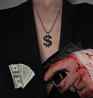 Collier pendentif personnalisé en acier inoxydable EMO, pendentif signe dollar, collier unisexe punk, bijoux de mode