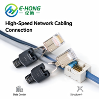 CAT7 SFTP Short Body RJ45 Modular Plug dengan Strain Relief, Pelindung Tembaga H65, Konektor Jaringan 10Gbps 8P8C