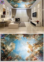 Murale de plafond personnalisée, fresque murale religieuse personnalisée, papier peint de plafond pour hôtel et villa, papier peint décoratif 3D pour toit