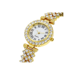 Montre à quartz élégante pour femme avec cadran romain et incrustation de diamants, bracelet tendance pour les trajets quotidiens - Product Image 6