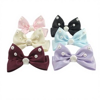 Barrettes à cheveux élégantes en satin avec nœud perlé et coquillage, accessoires mignons pour filles