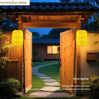 Lustre LED moderne étanche pour extérieur, suspension en rotin tressé à la main, lumière blanc chaud 3500K, treillis de vigne pour villa et jardin