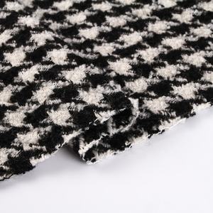 Tissu en velours à carreaux <span class=keywords><strong>de</strong></span> <span class=keywords><strong>pied</strong></span>-<span class=keywords><strong>de</strong></span>-<span class=keywords><strong>poule</strong></span> teint en fil, 30% laine, 30% acrylique, 40% polyester, pour <span class=keywords><strong>manteau</strong></span> femme - Product Image 3