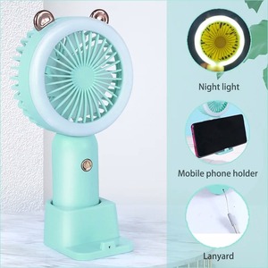 Ventiladores de Mano Recargables USB para Mujer, Mini Ventilador Portátil Silencioso de Escritorio con Luz Nocturna, Tres Velocidades de Viento, Enfriador de Aire - Product Image 2