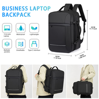 Sac à dos de voyage professionnel extensible grande capacité pour homme avec port de charge USB Type-C double et bande réfléchissante