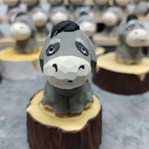 Figurine d'âne en bois faite à la main, design géométrique, style moderne, décoration d'intérieur, artisanat animal du zodiaque chinois, cadeau - Product Image 2