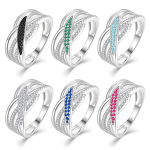 Gioiello di fidanzamento per matrimonio X anelli a fascia incrociata 925 anello in zirconio cubico con nodo celtico infinito in argento Sterling - Product Image 6