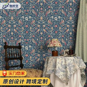 Creation Of Time And Space Morris Style Floral Bird Wallpaper Self Adhesive Waterproof For Wall Cabinet Renovation - Product Image 1