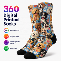 Chaussettes jetables en gros pour personnel, imprimées numériquement 360°, design personnalisé, imprimé intégral, polyester coloré, mode OEM