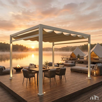 Pérgola Bioclimática Económica de Aluminio con Recubrimiento en Polvo, Techo Transpirable Ajustable e Impermeable, Puertas de Vidrio para Patios, Jardines y Cafés