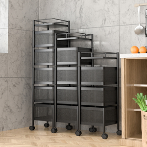 Customize Rotating Kitchen <strong>Shelf</strong> for Fruit Vegetable Floor 5-<strong>layer</strong> Household Storage Rack Black Square Fruit <strong>Trolley</strong> - Product Image 6