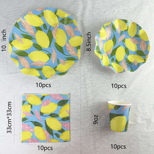 DAMAI Juego de 10 Platos Desechables de Papel con Diseño de Limón de 10 Pulgadas, Platos para Fiestas, Despedidas de Soltera, Cenas y Cumpleaños - Product Image 6