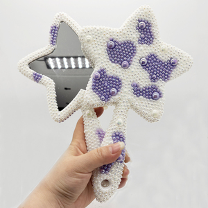 Perla Bling ciao gattino forma stella ciglia Extension controllo specchietti per il trucco specchietto per l'ispezione con manico - Product Image 3
