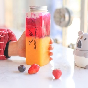 Hũ nhựa hình vuông 500ml bán chạy nhất, không chứa <span class=keywords><strong>BPA</strong></span>, đựng nước ép trái cây, có in logo tùy chỉnh - Product Image 1