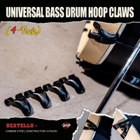 Beatello Carbon Steel Bass Drum Hoop Claws | Universal Fit 4-Pack | Professional Heavy-Duty Hardware | Easy Installation | Black