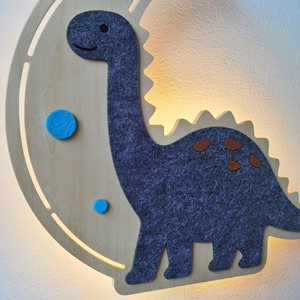 Lámpara de Pared Infantil de Madera con Forma de Dinosaurio, Decoración de Pared con Capas de Tela de Fieltro, Funciona con Pilas AA, Lámpara de Pared de Alta Calidad para Habitación Infantil - Product Image 3