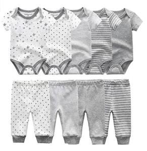 Ensemble de vêtements pour bébé unisexe de haute qualité, bon marché, à la mode, avec logo personnalisé, en coton doux pur, printemps-été, nouveau-né - Product Image 3