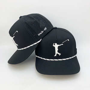 Club Company Customized Sports Waterproof 5 Panel Baseball Cap Hydro Breathable Rope Golf Hats with Rubber/PVC Logo Gorras - Product Image 2