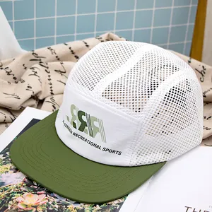 Hengxing Hoge Kwaliteit Lichtgewicht Hardloophoed Sport Nylon Comfortabele Ademende Mesh Camp 5 Panel Cap Met Aangepast Logo